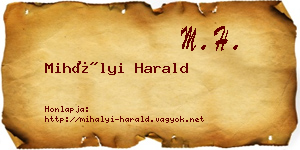 Mihályi Harald névjegykártya